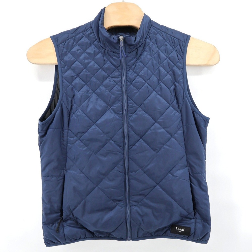 Rhone Quilted Puffer Vest Navy Blue Full Zip Mock Neck Mens Size Large‎